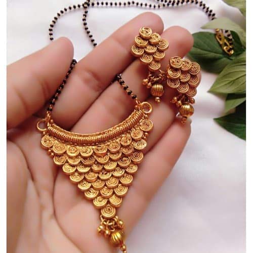 Vibrant Gold Plated Mangalsutra & Earring – Abdesignsjewellery