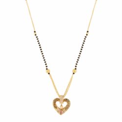 brado jewellery Heart Gold Plated Jewelry Mangalsutra Pendant Necklace with Chain for Girls and Women