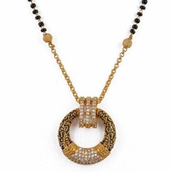 brado jewellery Gold Plated Brass Mangalsutra Pendant Necklace with Chain for Women